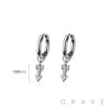 PAIR OF 316L STAINLESS STEEL HUGGIE/HOOP CZ PAVED ARROW DANGLE EARRINGS